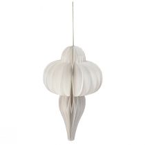 Artikel Weihnachtskugel aus Papier Weiß, Wabenstruktur, Zwiebelform, Ø12cm