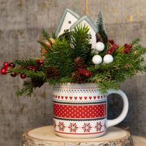 Artikel Weihnachtstasse Tasse Keramik Becher Rotweiß Ø10cm H9cm