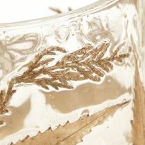 Artikel Windlicht Glas mit goldenen Blättern Ø7,5cm H8,5cm 2St