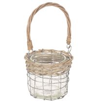 Artikel Windlicht Hängedeko Metall, Glas und Weide Ø13 cm, H12 cm, 2 Stück