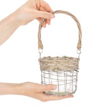Artikel Windlicht Hängedeko Metall, Glas und Weide Ø13 cm, H12 cm, 2 Stück