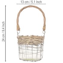 Artikel Windlicht Hängedeko Metall, Glas und Weide Ø13 cm, H12 cm, 2 Stück