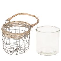 Artikel Windlicht zum Hängen aus Glas, Metall und Weide Ø14,5cm im 2er-Set