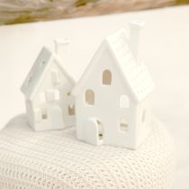 Artikel Keramik Teelichthaus für Adventsdeko mit Fenstern und Kamin H18cm