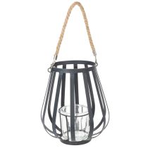 Artikel Windlicht Metall Laterne mit Glas Anthrazit Ø23cm H27cm