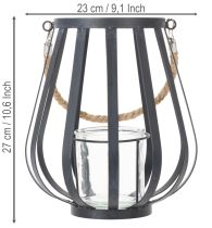 Artikel Windlicht Laterne Metall mit Glaseinsatz Anthrazit Ø 23 cm H 27 cm