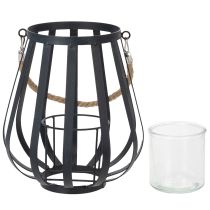 Artikel Windlicht Laterne Metall mit Glaseinsatz Anthrazit Ø 23 cm H 27 cm