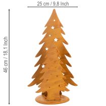 Artikel Windlicht aus Metall mit Tannenbaum-Motiv, Edelrost, H46cm B25,5cm, für Weihnachten