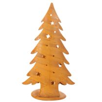 Artikel Windlicht aus Metall mit Tannenbaum-Motiv, Edelrost, H46cm B25,5cm, für Weihnachten