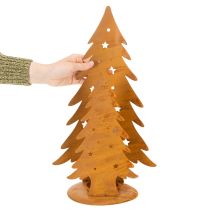 Artikel Windlicht aus Metall mit Tannenbaum-Motiv, Edelrost, H46cm B25,5cm, für Weihnachten