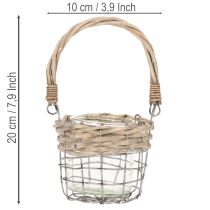 Artikel Teelichthalter aus Glas, Metall und Weide, Ø 10,5 cm, 3 Stück