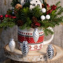 Artikel Zapfenmix aus Glas in Silber 14 Dekozapfen für Weihnachtsbaum