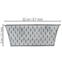 Artikel Zinkschale rechteckig mit Rautenmuster 22x12cm Grau für Innen- und Außendekoration