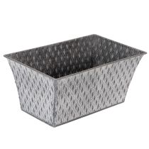 Artikel Zinkschale rechteckig mit Rautenmuster 26cm x 15,5cm Grau Metall