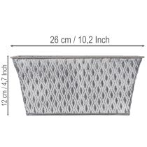Artikel Zinkschale rechteckig mit Rautenmuster 26cm x 15,5cm Grau Metall
