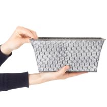 Artikel Zinkschale rechteckig mit Rautenmuster 26cm x 15,5cm Grau Metall