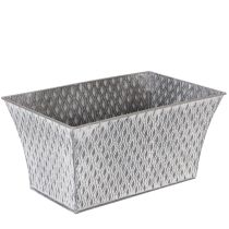 Artikel Zinkschale rechteckig mit Rautenmuster grau 30×18×15cm für Innen- und Außendekoration