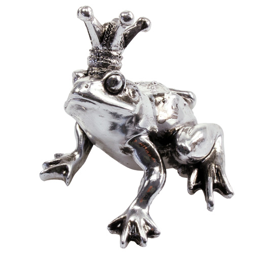 11 cm bronze Silber metall Frosch Froschkönig frog king Frösche 