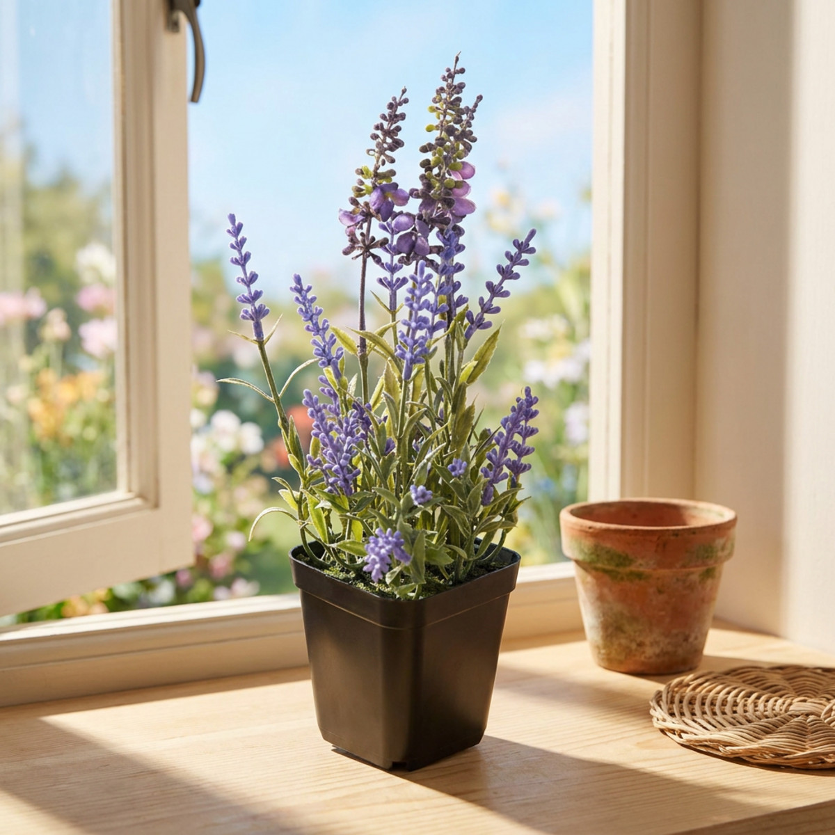 Künstlicher Lavendel im Topf 25 cm Lila-Grün