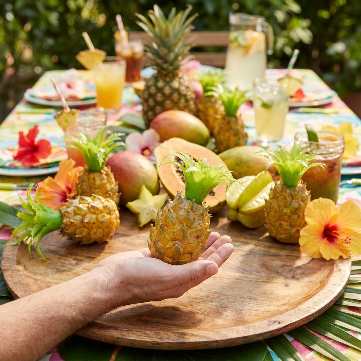 Kunststoff Mini-Ananas Set, 6 Stück, Deko Früchte