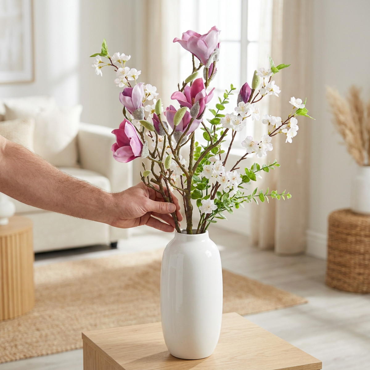 Künstlicher Magnolienzweig Rosa 92 cm