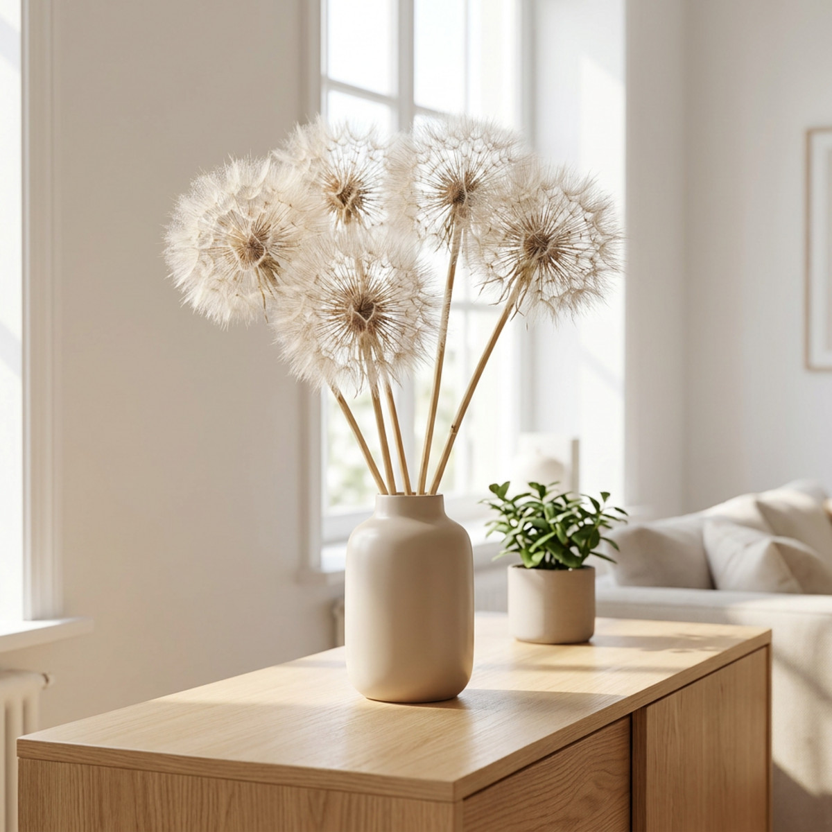Riesen-Pusteblume Trockenblumen Rosa 50cm Set