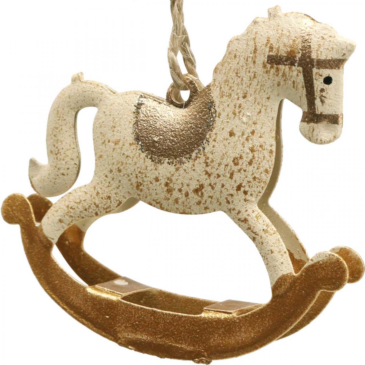 Floristik24.at Deko Schaukelpferd Weihnachten Metall Creme Braun 6St