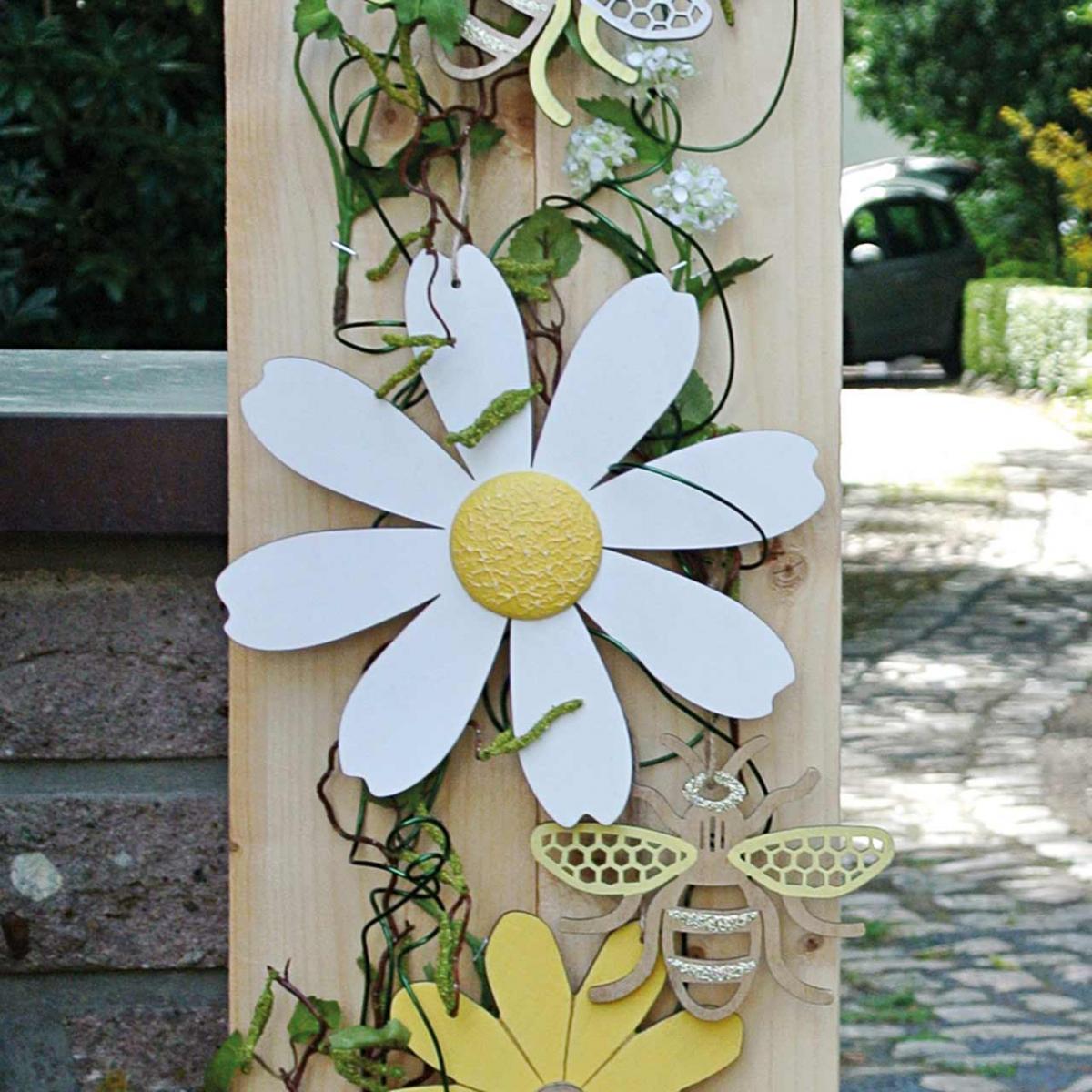 Holzblüten, Sommerdeko, Margeriten Gelb und Weiß, Deko-Blumen zum