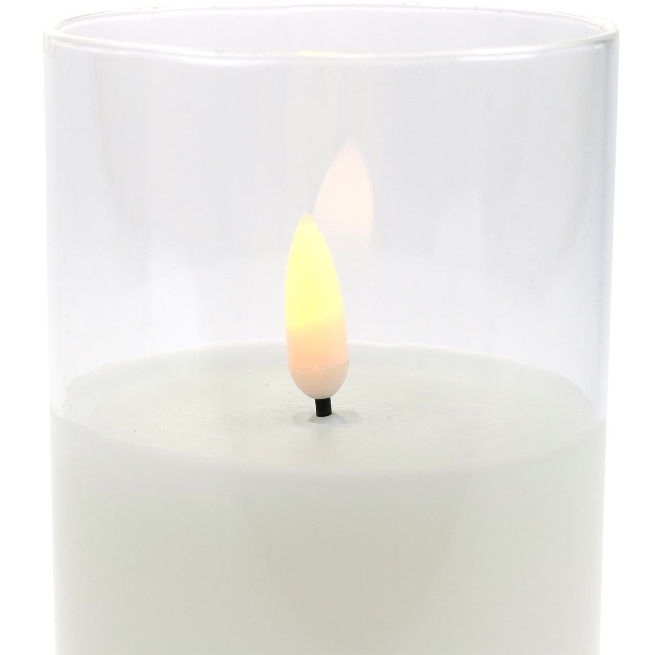 LEDKerze im Glas Echtwachs Weiß Ø7,5cm H10cm485349