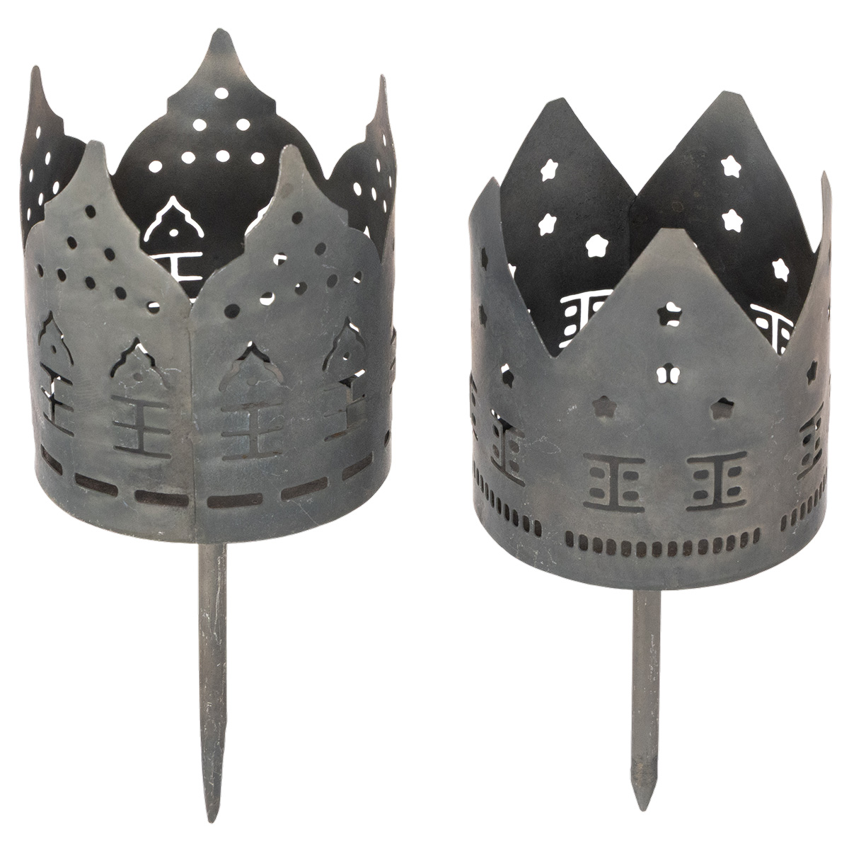 Metall-Teelichthalter Grau 6 cm mit Steckdorn