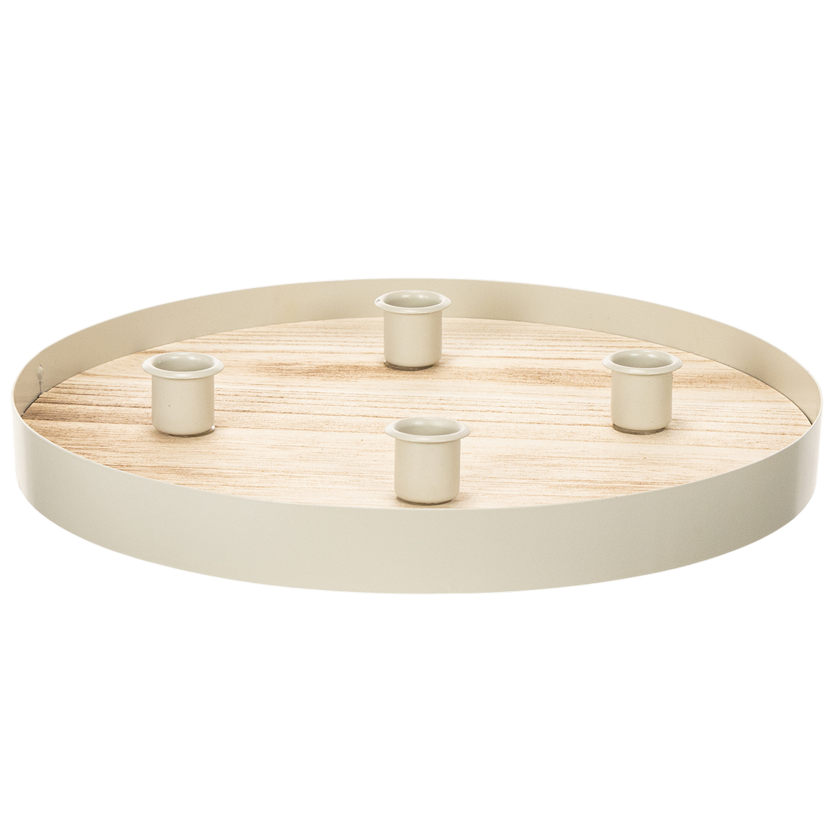 Rundes Holz-Kerzentablett 30 cm für 4 Stabkerzen