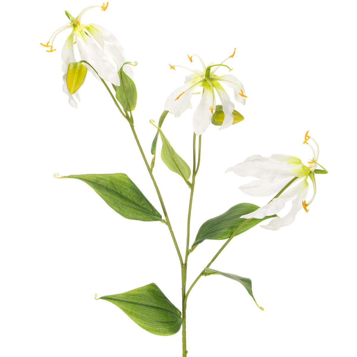 Künstliche Gloriosa Blume, Weiß, 80 cm, 3er-Set