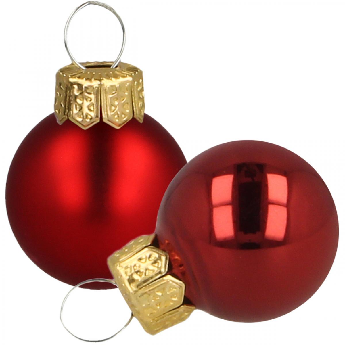 Floristik24.at Mini Weihnachtskugeln Glas Rot Matt/Glänzend Ø2cm 44St06210