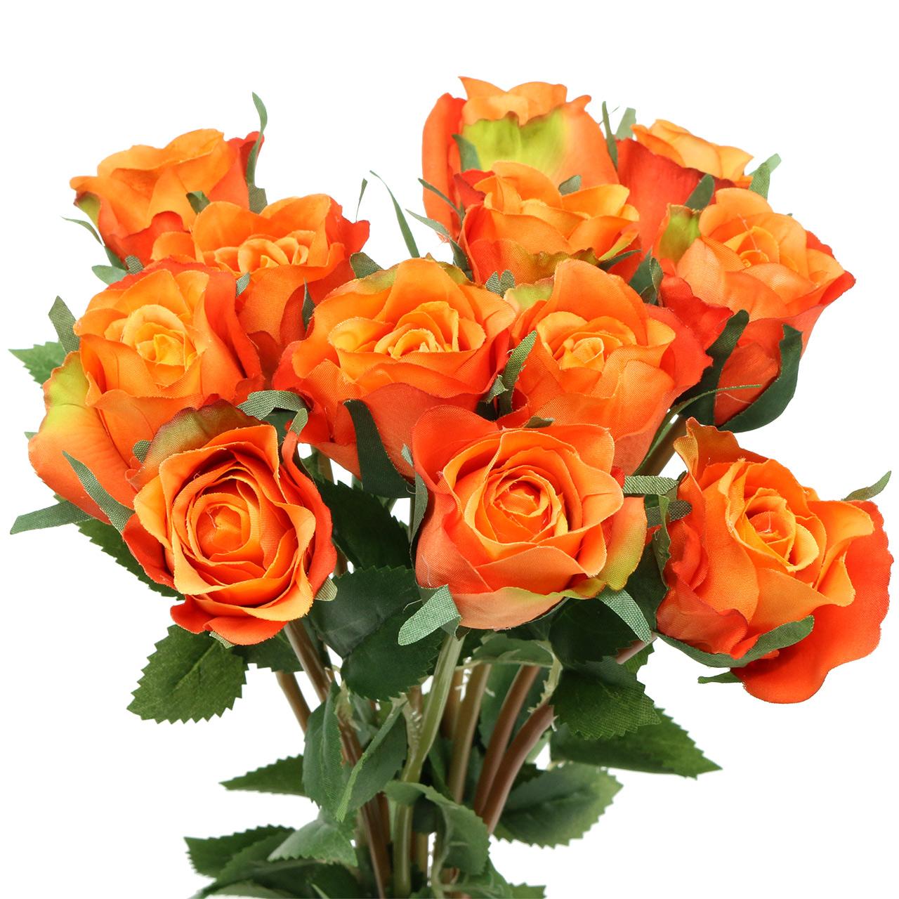 Rose Bauernrose Seidenblume Kunstblume Kunstpflanze orange L 41 cm 180249 F7 