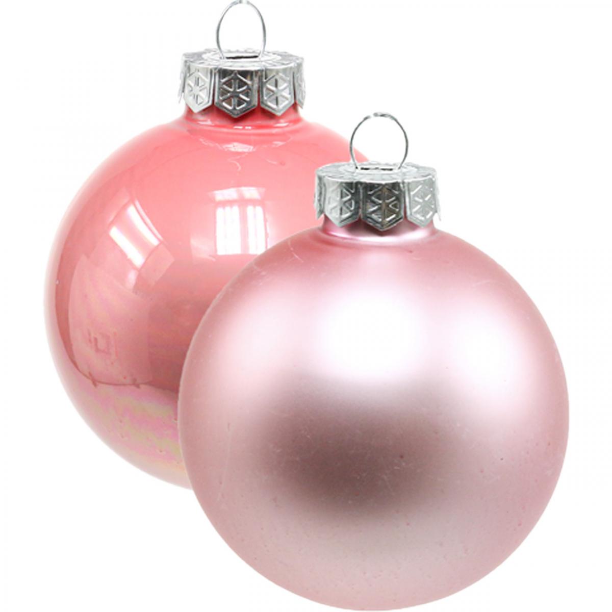 Floristik24.at Weihnachtskugeln Glas Ø4cm Rosa, Creme Mix H4,5cm 24St12644