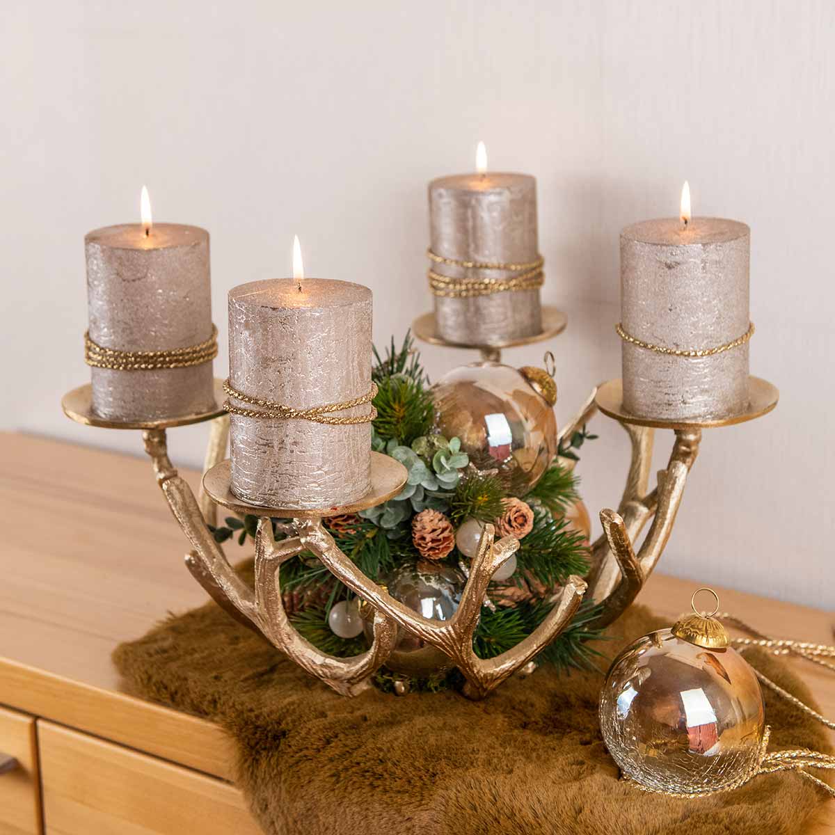 Floristik24.at Weihnachtskugeln Glas Christbaumkugeln Klar, Braun Ø10cm