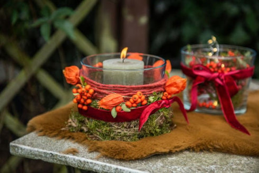 Herbst-Windlicht, Upcycling mit Gläsern