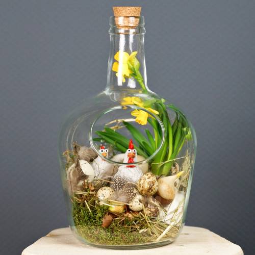 Floristik24 Glasflasche Dekogefäß mit Korken Ø19cm H30cm