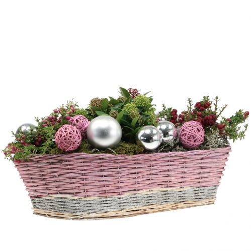 Floristik24 Pflanzkorb 2er-Set Welle Rosa, Natur