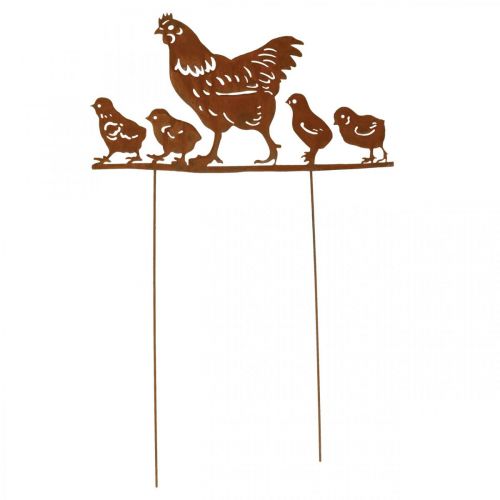 Floristik24 Blumenstecker, Huhn mit Küken, Ostern, Metalldeko mit Edelrost H21cm B40cm
