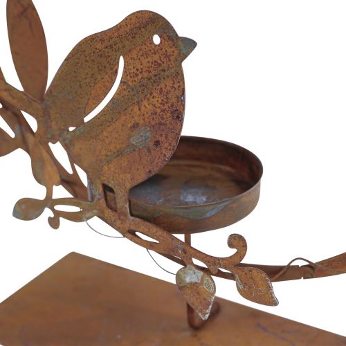 Vogel Deko Blumen Teelichthalter Rost Optik 24×27×6cm