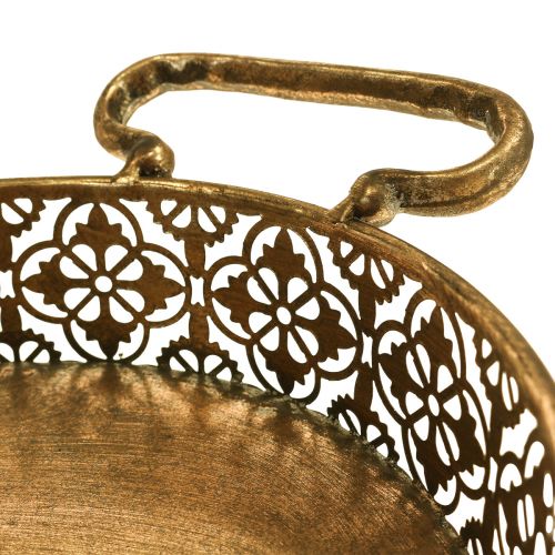 Floristik24 Deko Tablett oval Gold Metalltablett Antik Optik Gold 3er-Set