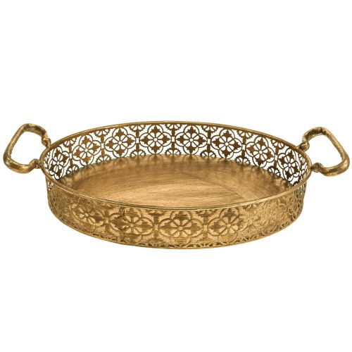Floristik24 Deko Tablett oval Gold Metalltablett Antik Optik Gold 3er-Set
