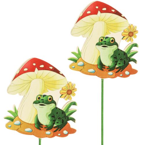 Dekostecker Holz Blumenstecker Frosch Deko 6,5cm 18 St