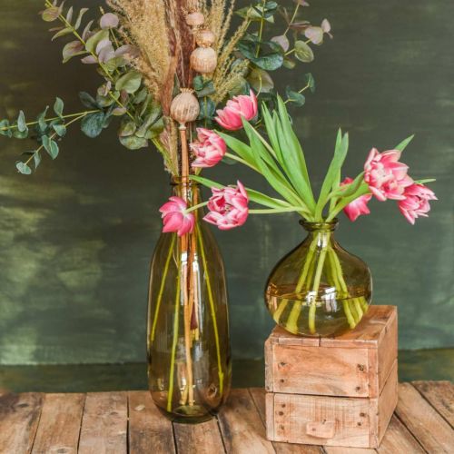 Floristik24 Glasvase Braun Groß Bodenvase oder Tischdeko Glas Ø15cm H40cm