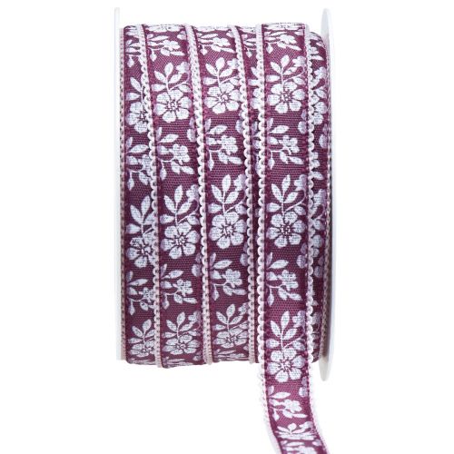 Geschenkband Blumen Dekoband Band Mauve 15mm 25m