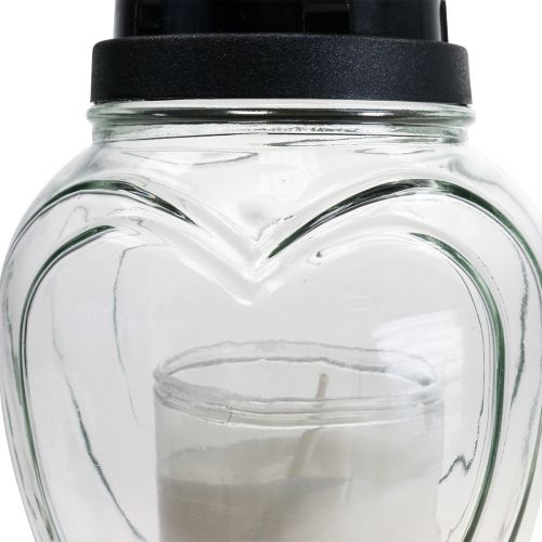 Floristik24 Grablicht Glas Herz Gravur Grablaterne Klar Ø11cm H26cm