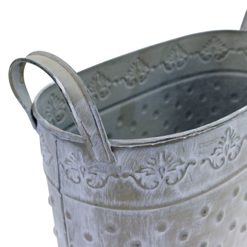 Floristik24 Blumentopf oval mit Griffen Jardiniere Metall 24/19/14cm 3st