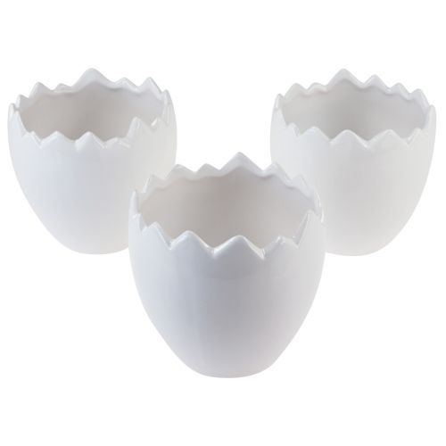 Floristik24 Blumentopf Keramik Ei Weiß Übertopf Ø11,5cm H11,5cm 3 St