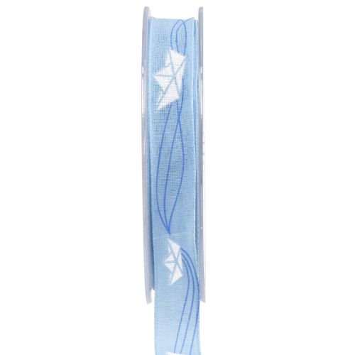 Floristik24 Geschenkband Blau Schiffchen Band maritim 15mm 20m